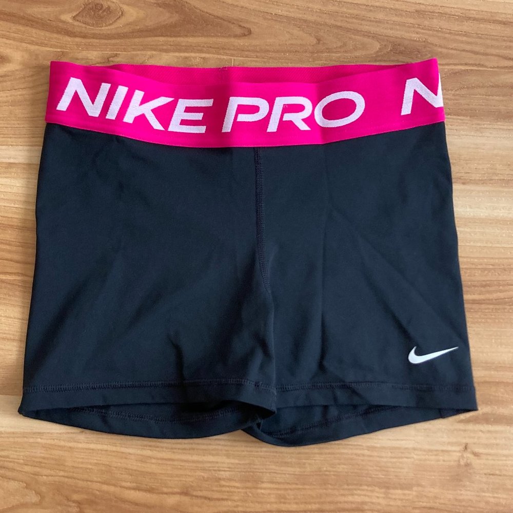 Nike Pro pink waistband spandex shorts